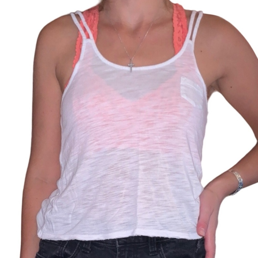 Aerie White Small Pocket Strappy Beach Tank Top 🤍